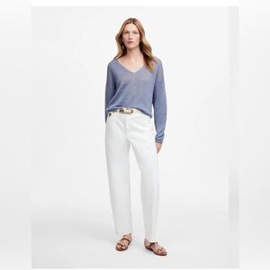 Madewell White pieced barrel jeans